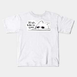 It's Ok, Take Your Time Cat Peeking Kids T-Shirt